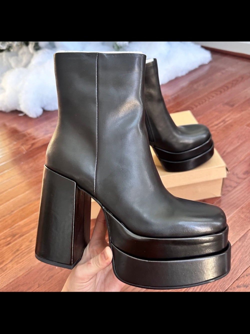 Steve‎ Madden Cobra Black Double Platform Block Heel Ankle Boots New Woman’s 10 - Picture 3 of 12